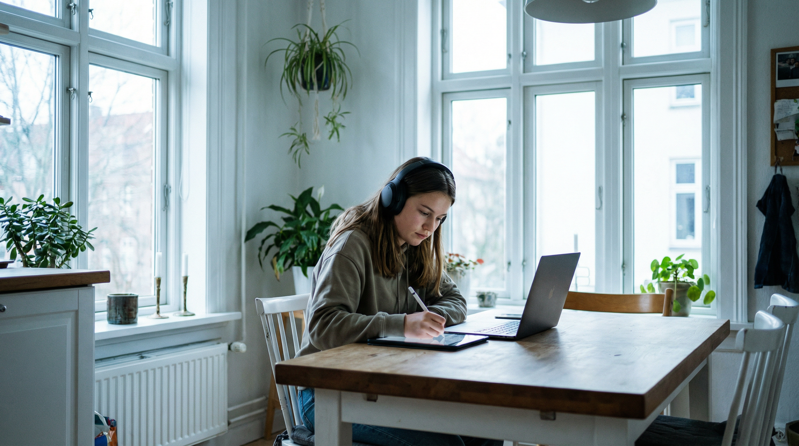 Student focused on her work during a tutoring session
